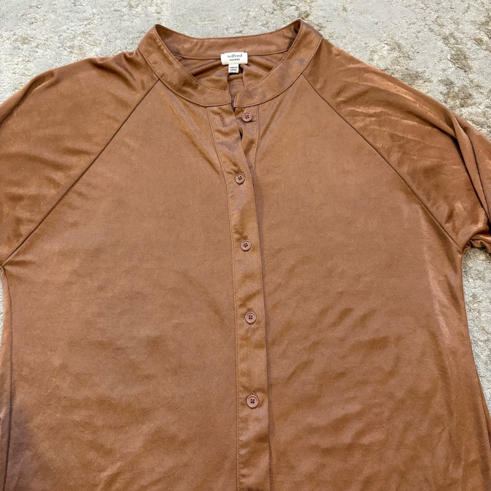 Wilfred Henley Long Sleeve Stretch Satin Mini Shirt Dress Size XXSmall - Picture 6 of 14